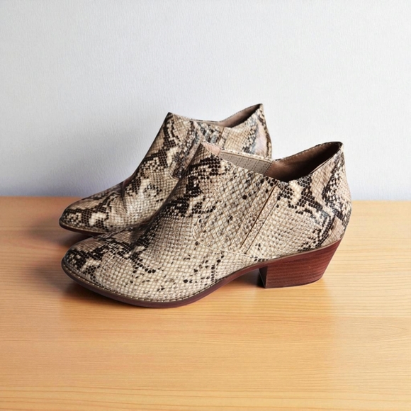 Anthropologie Marion Ankle Boots Leather Womens Size 9 Booties Snakeskin - Picture 1 of 9